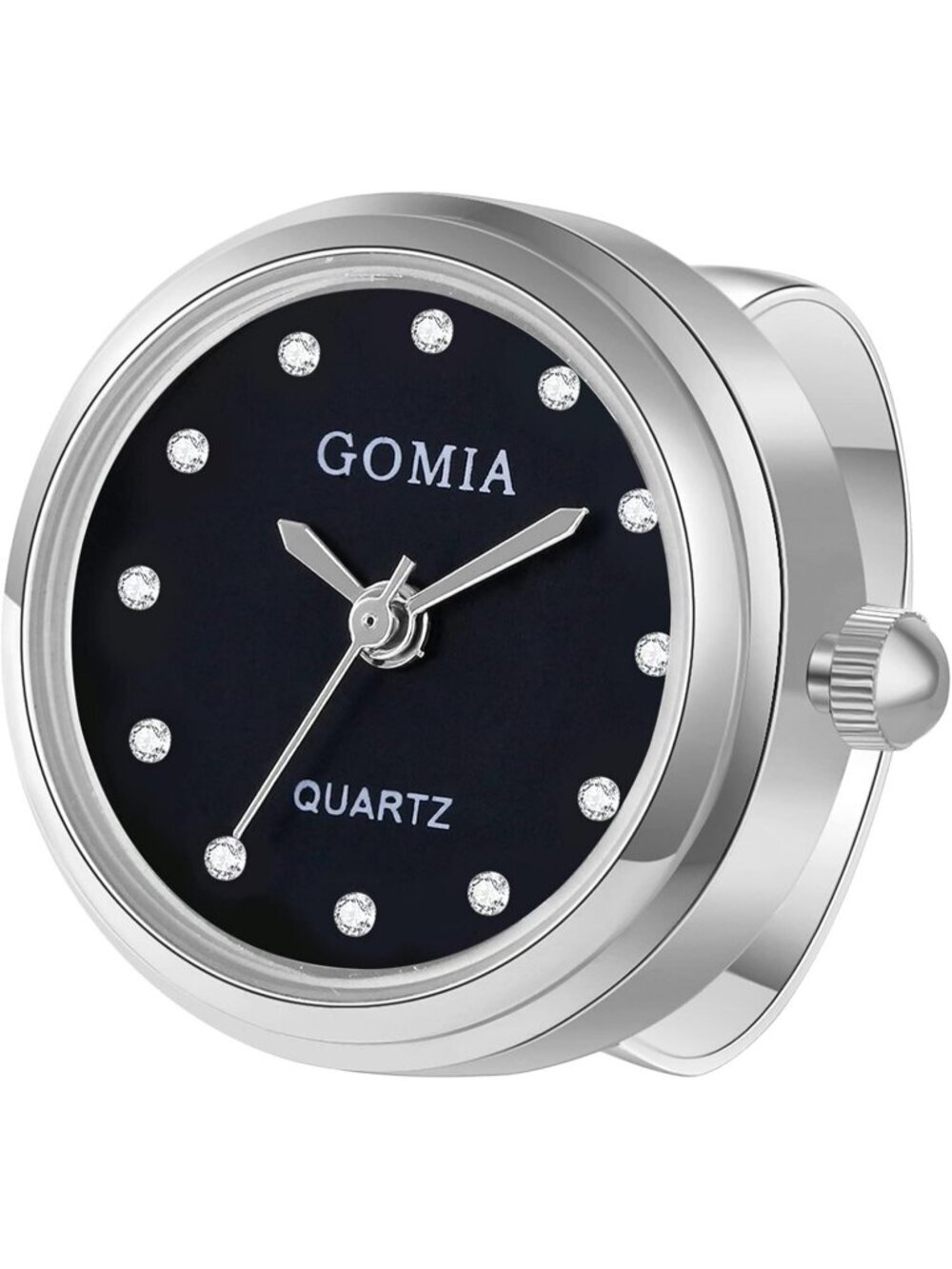 Unisex Silver Quartz Dial Roman Numeral Adjustable Open Band Finger Ring Watch
